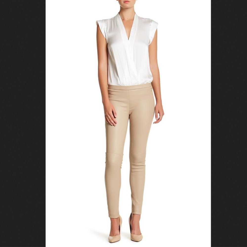 NWT Auc LaMarque Ama Stretchy Leather Skinny Beige Pants - Picture 4 of 14